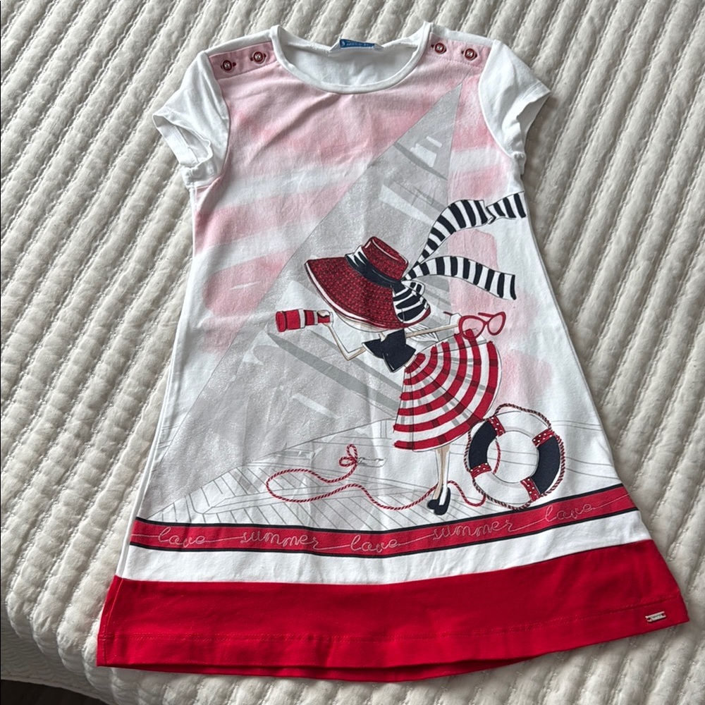 Chic Red and White Kids Dress